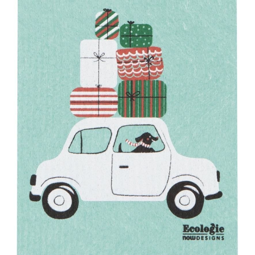 Swedish Dishcloth - Winter Wheels Dog