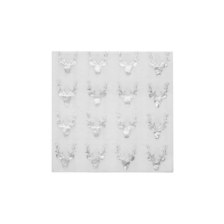 Silver Stag Cocktail Serviette