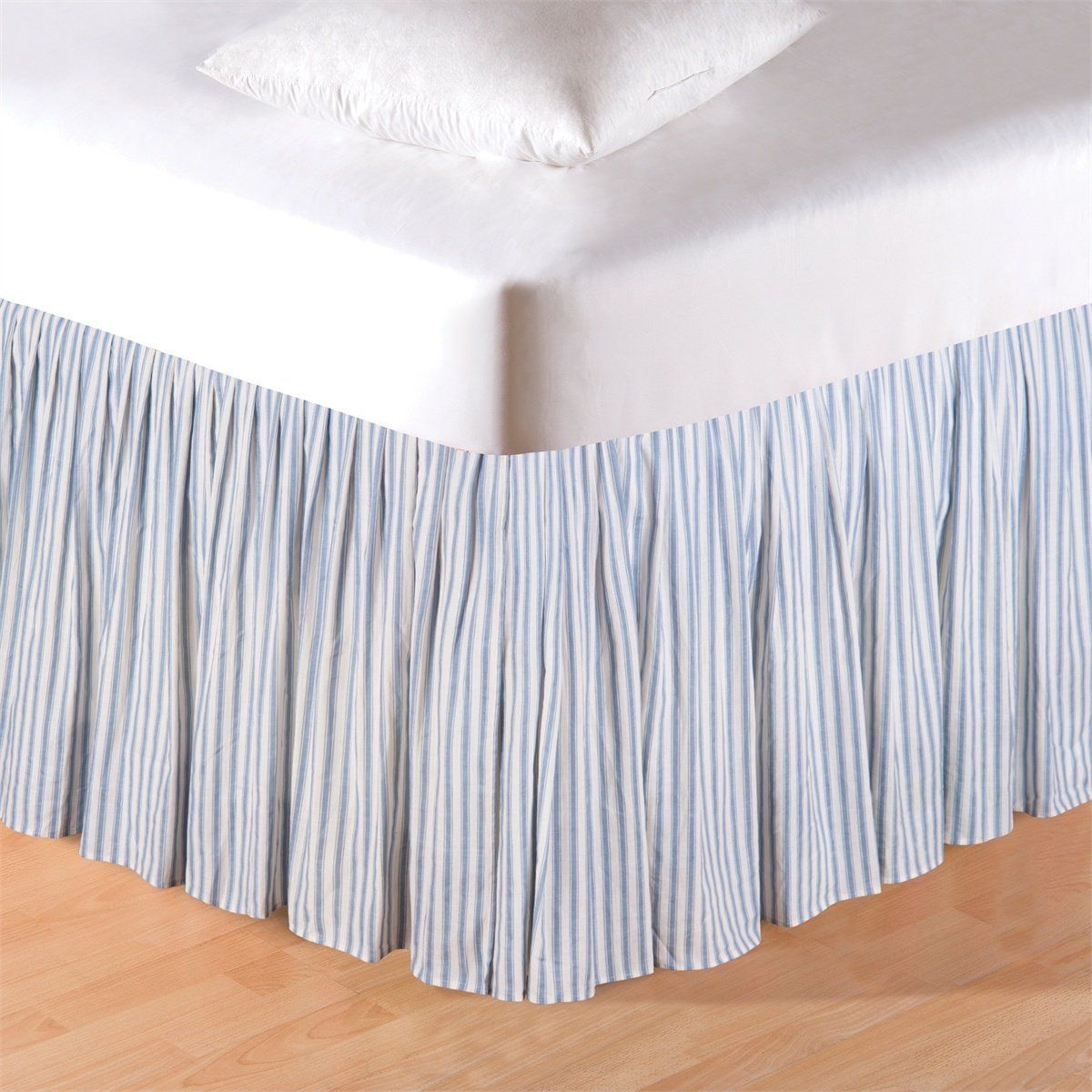 Sea Blue Ticking Bed Skirt - King