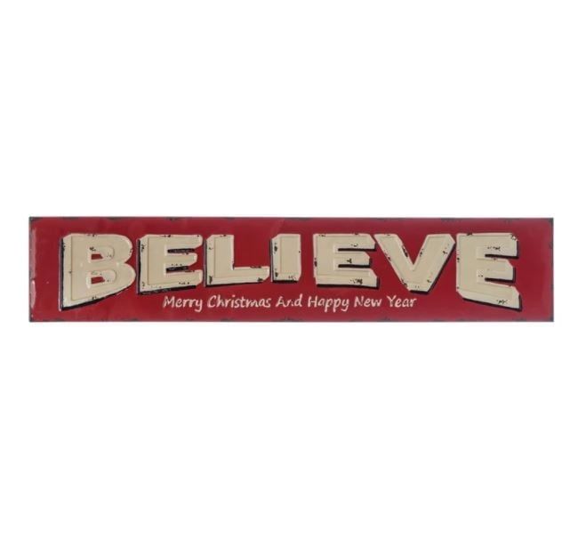 Distressed Red Metal Wall Decor