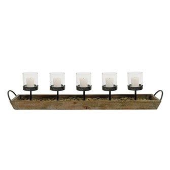 Wood &amp; Metal Votive Holder (5 Votives)