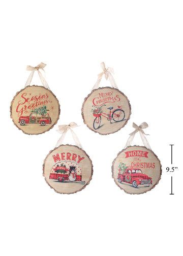Christmas Hanging Wood Plaque (Tri)