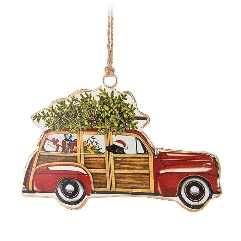 Vintage Dog in Car Ornament