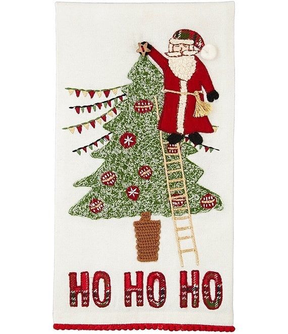 Ho Ho Embroidered Tea Towel