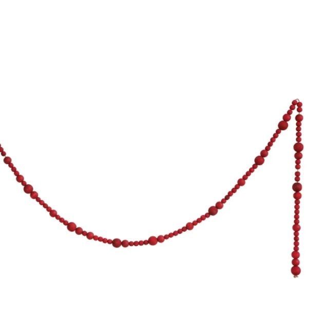 Red Wood Bead Garland - 72&quot;