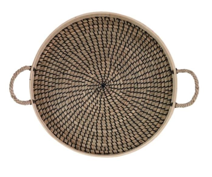 Round Seagrass &amp; Bamboo Tray
