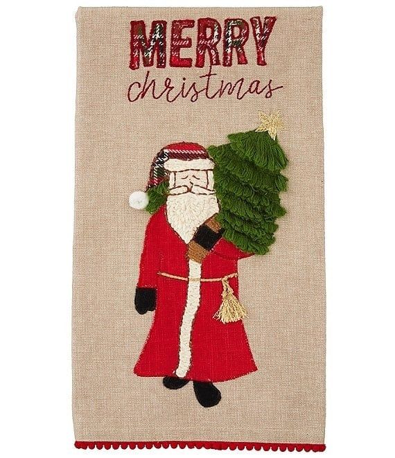Merry Embroidered Tea Towel