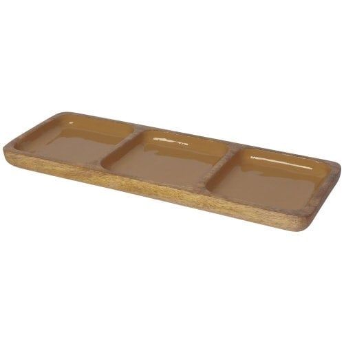 Mango Wood Divided Dish - Ochre