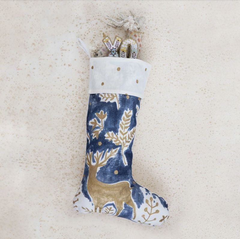 Blue &amp; Gold Deer Stocking