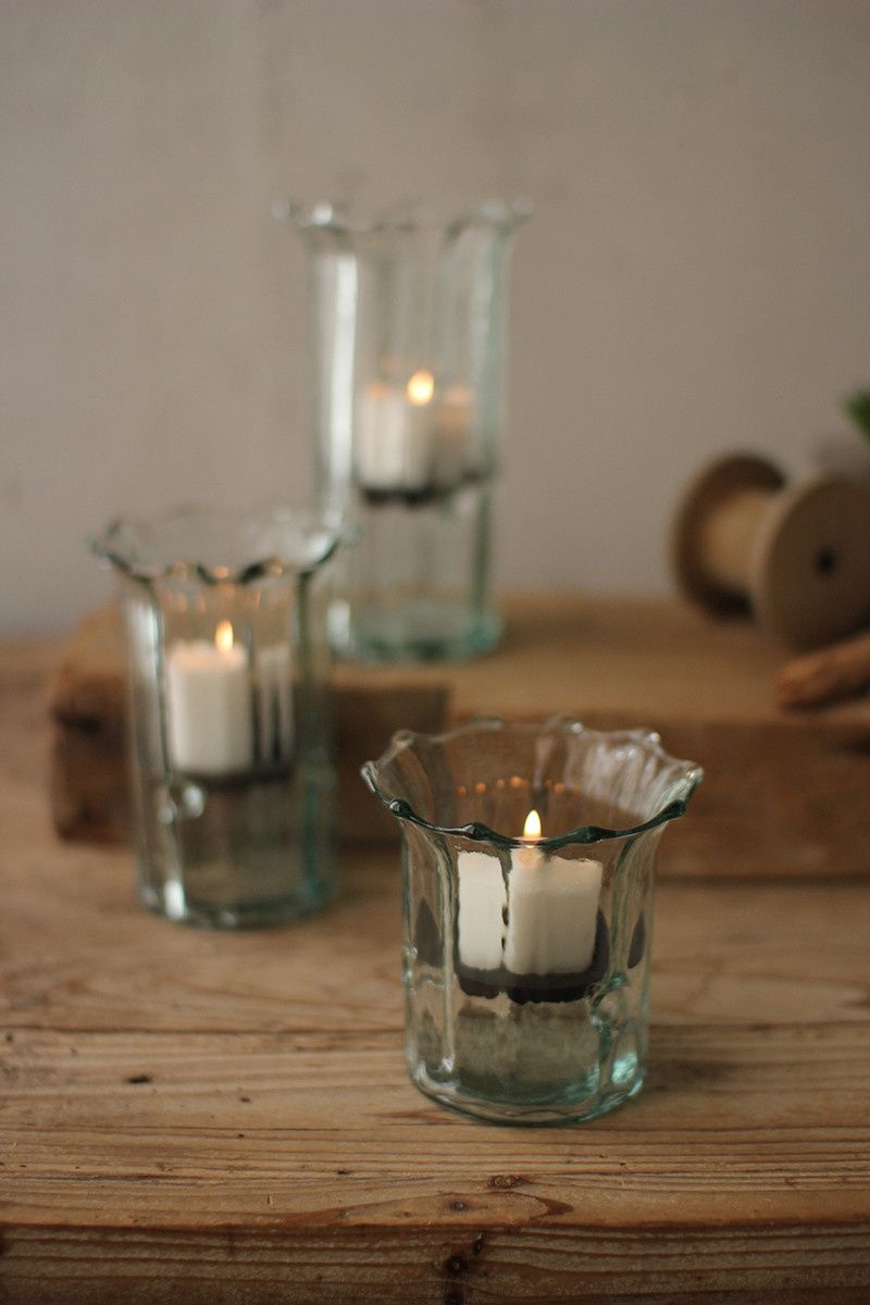 Ribbed Glass Votive Holder S/3 (Kal)