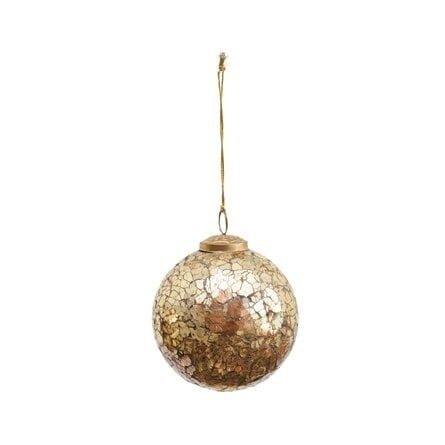 Gold Mosaic Glass Ball Ornament - 4&quot;