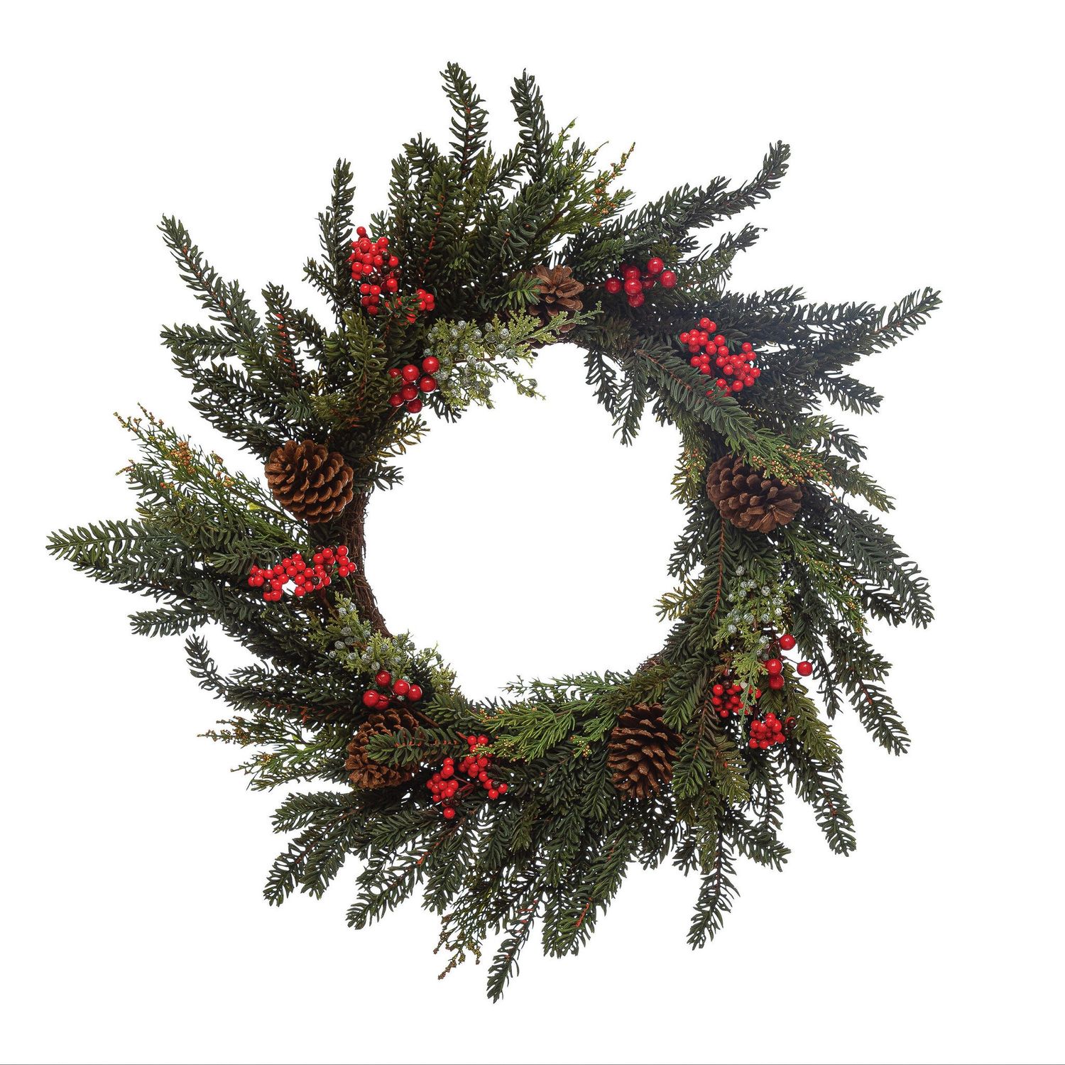 Evergreen Wreath w/Pinecone &amp; Berries 28&quot;