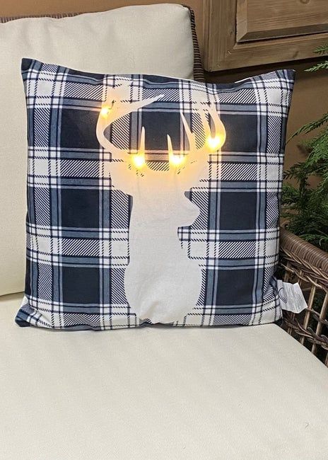 LED Black &amp; White w/Reindeer Cushion