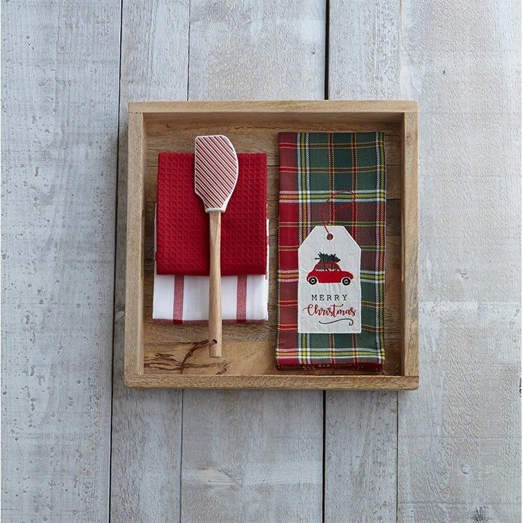 Merry Christmas Car Dishtowel S/3