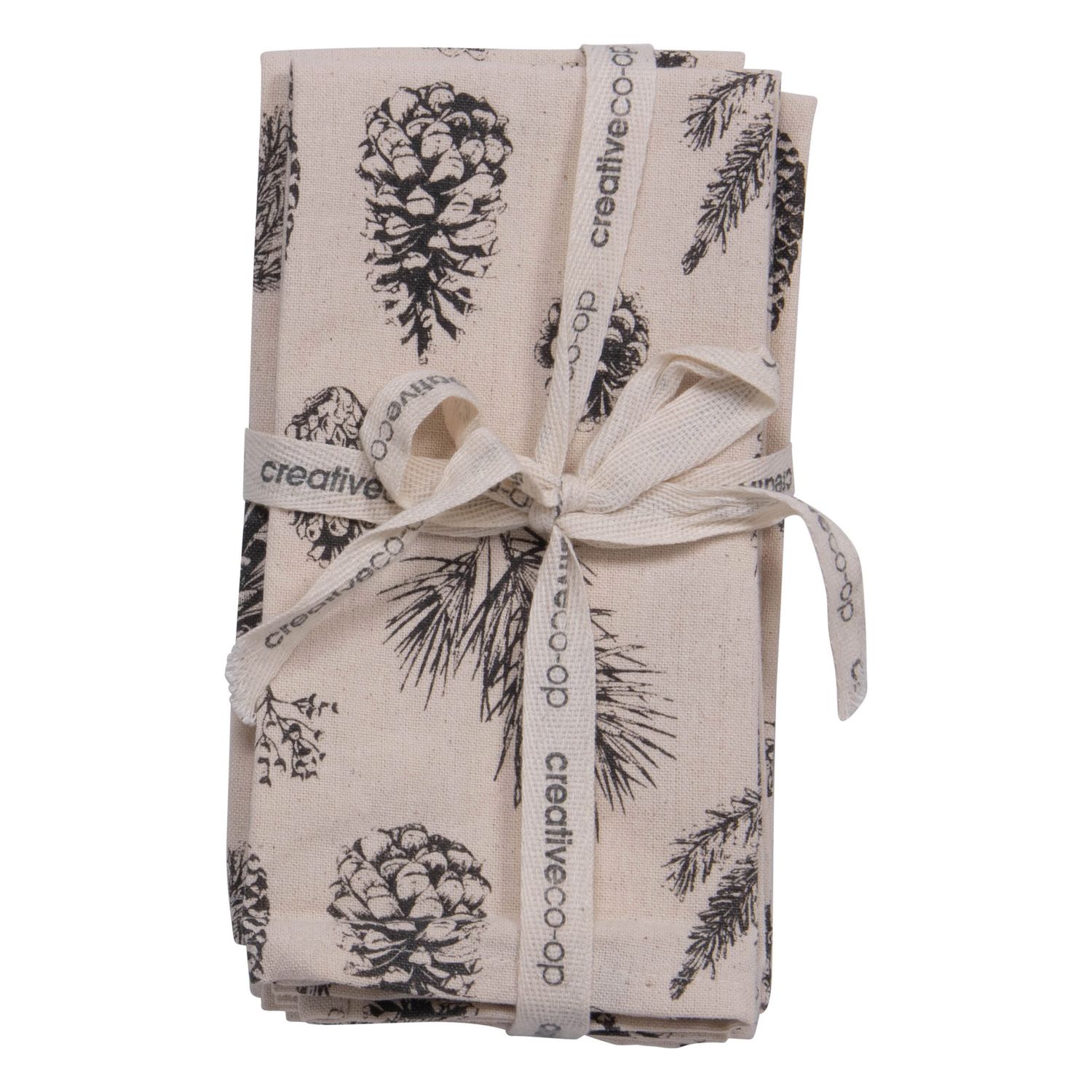 Printed Napkin w/Pinecone S/4