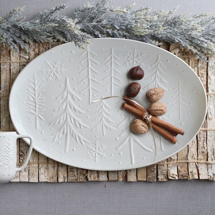 Winter Forest Oval Serving Platter