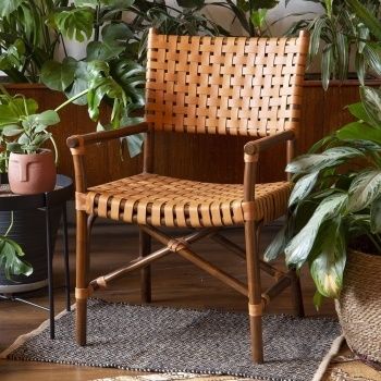 Java Rattan &amp; Leather Arm Chair