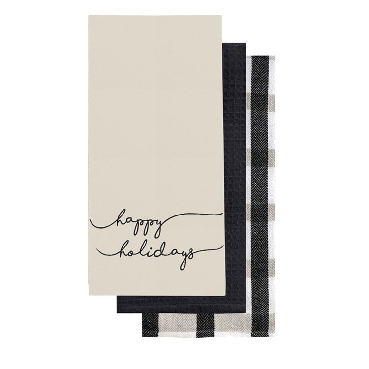 Happy Holidays Dishtowel S/3