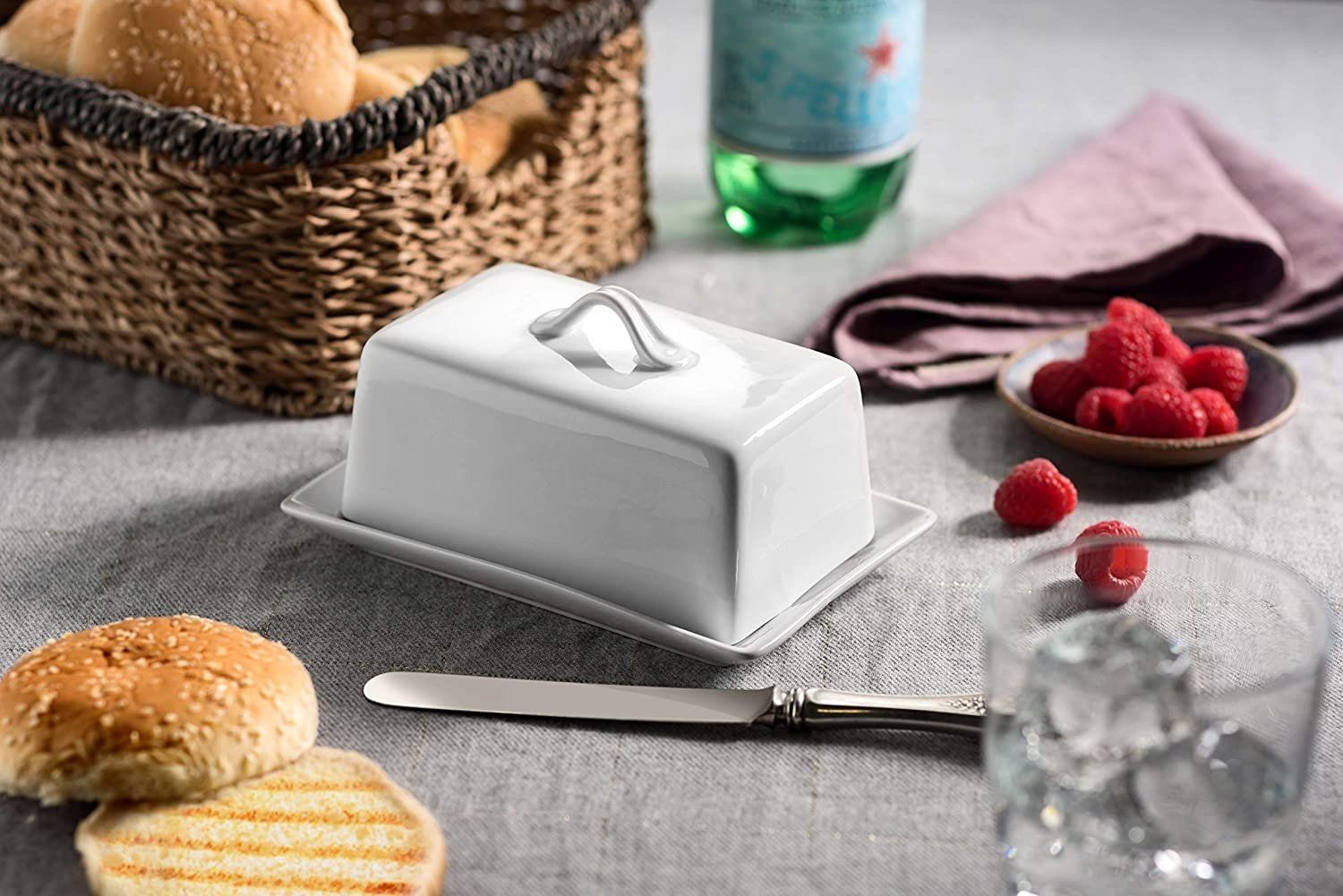 White Butter Dish w/Lid