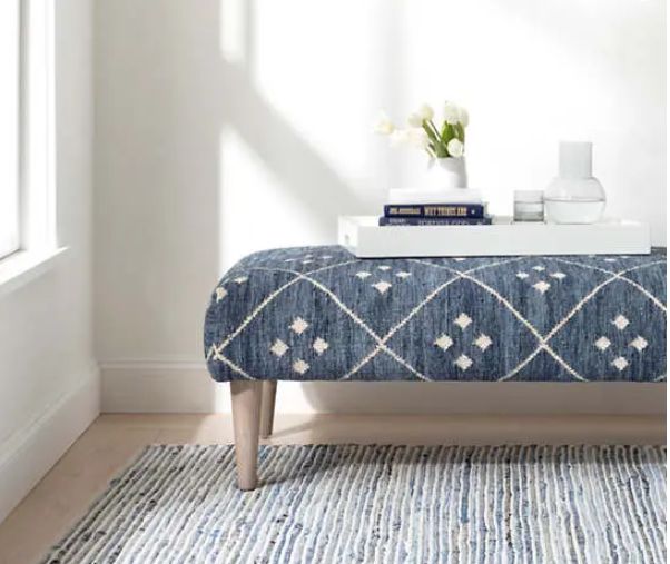 Denim Rag Ribbed Woven Rug - 2&quot; X 3&quot;