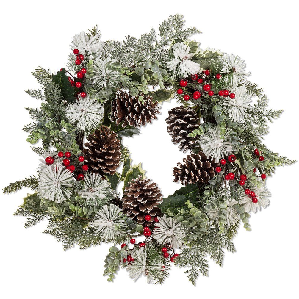 Snowy Pinecone Wreath - 21&quot;