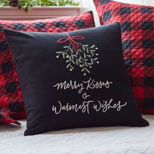 Toss Pillow - Merry Kisses &amp; Warmest Wishes 21x21
