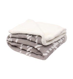 Grey Check Sherpa Throw