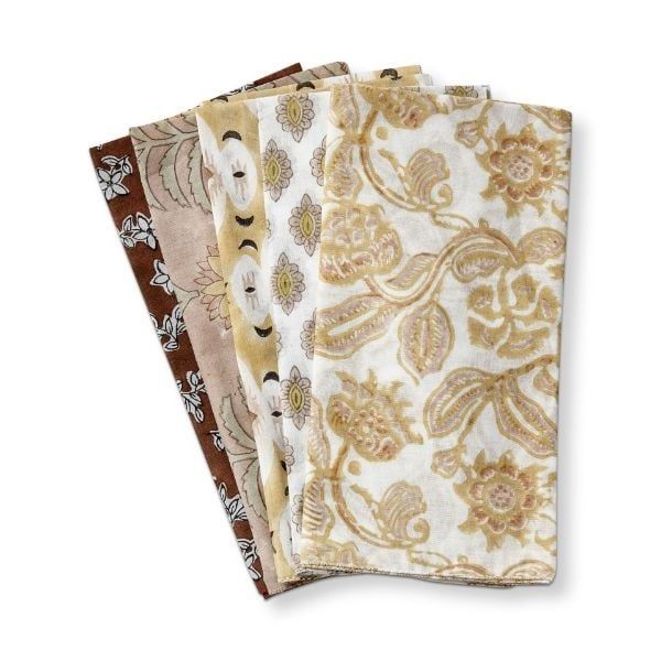 Block Print  S/4 - Milk &amp; Honey