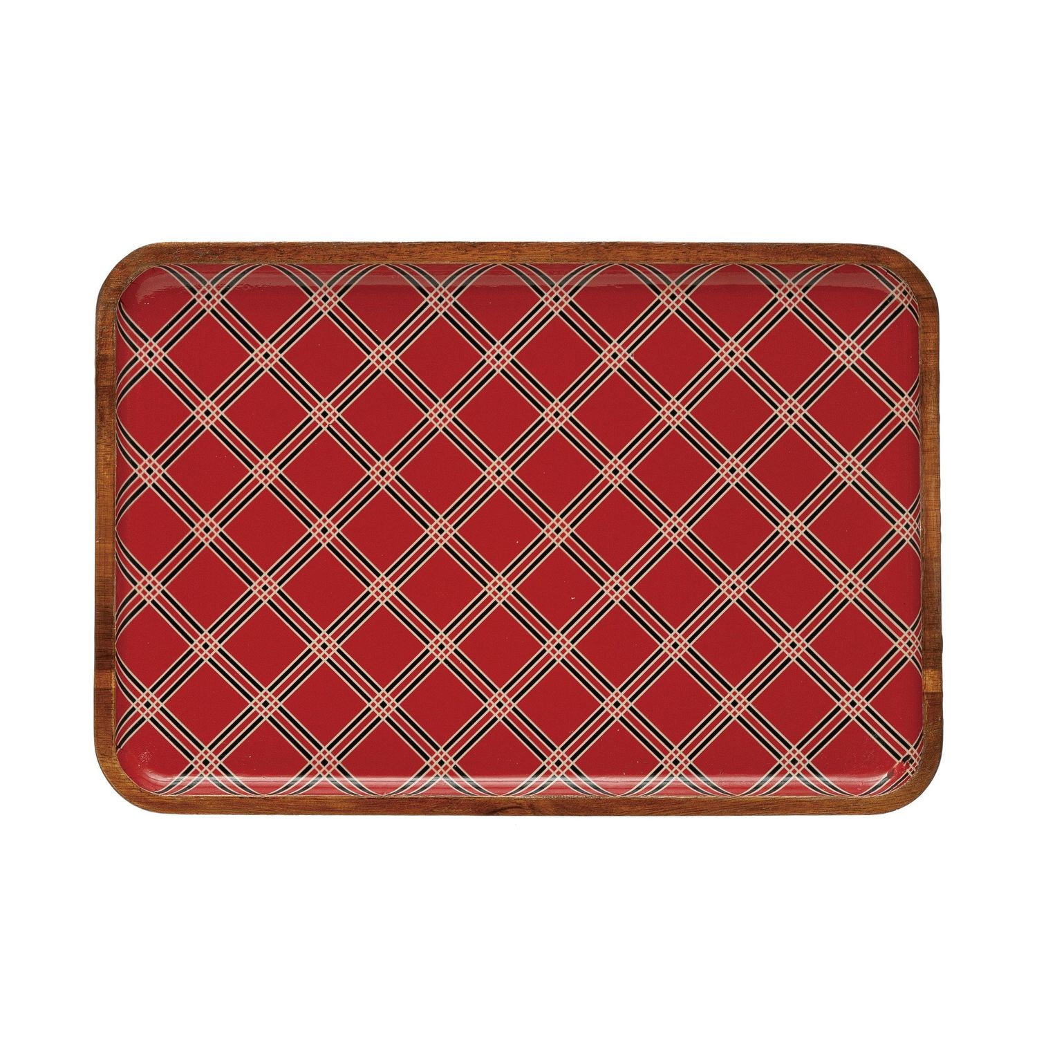 Acacia Tray - Red Plaid