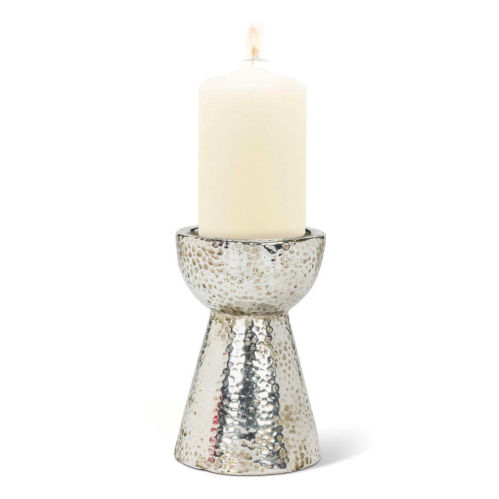 Antique Silver Hammer Pillar Holder- 6&quot;
