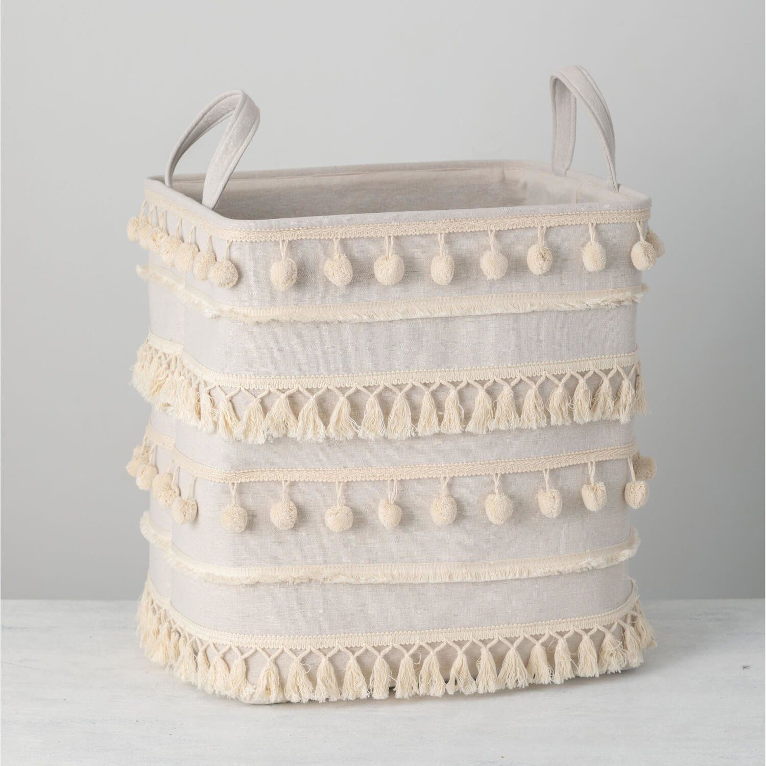 Pom Pom Basket - White
