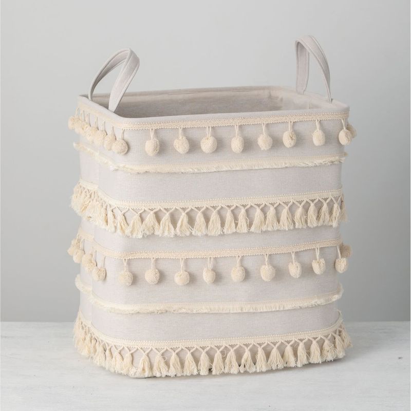 Pom Pom Basket - White