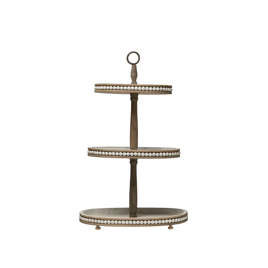 Oval Wood 3 Tier Tray