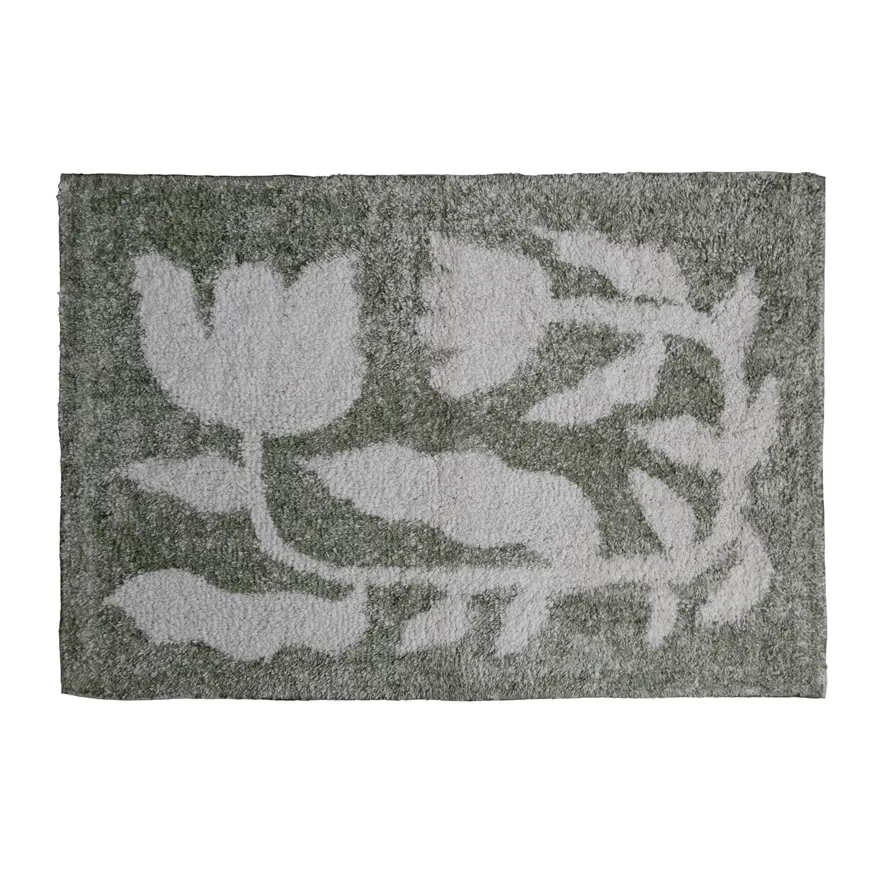 Cotton Tufted Rug w/Flowers - 2 X 3