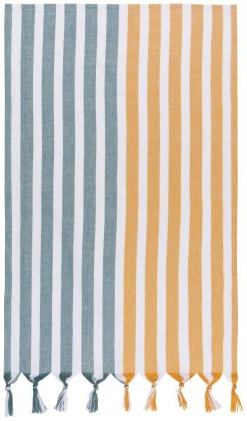 Cabin Stripe Tea Towel - Lagoon/Ochre
