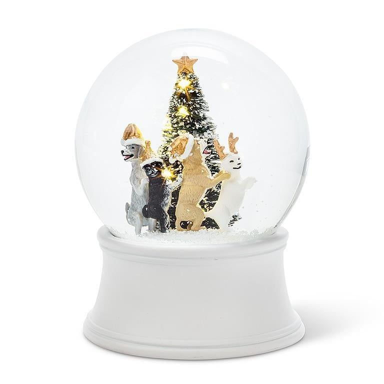 Dancing Dogs w/LED Snow Globe