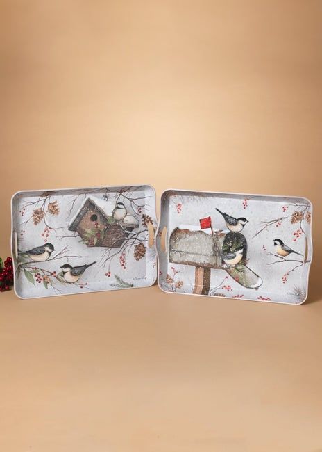 Holiday Chickade Tray - 17&quot;