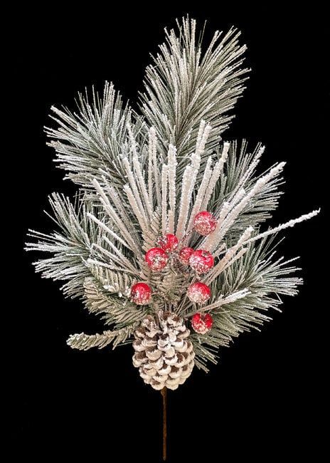 Snow Leaf Pine Spray w/Cones &amp; Berries