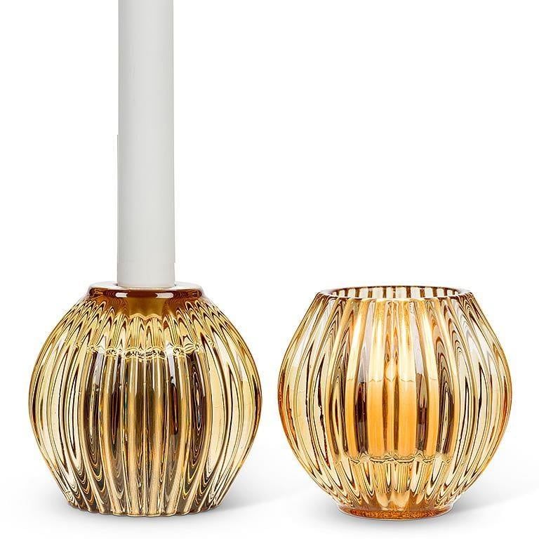 Reversible Ball Taper/Votive Holder - Amber