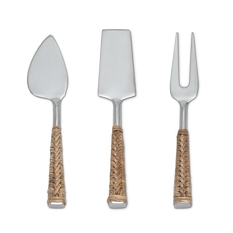 Rattan Handle Cheese Knives S/3