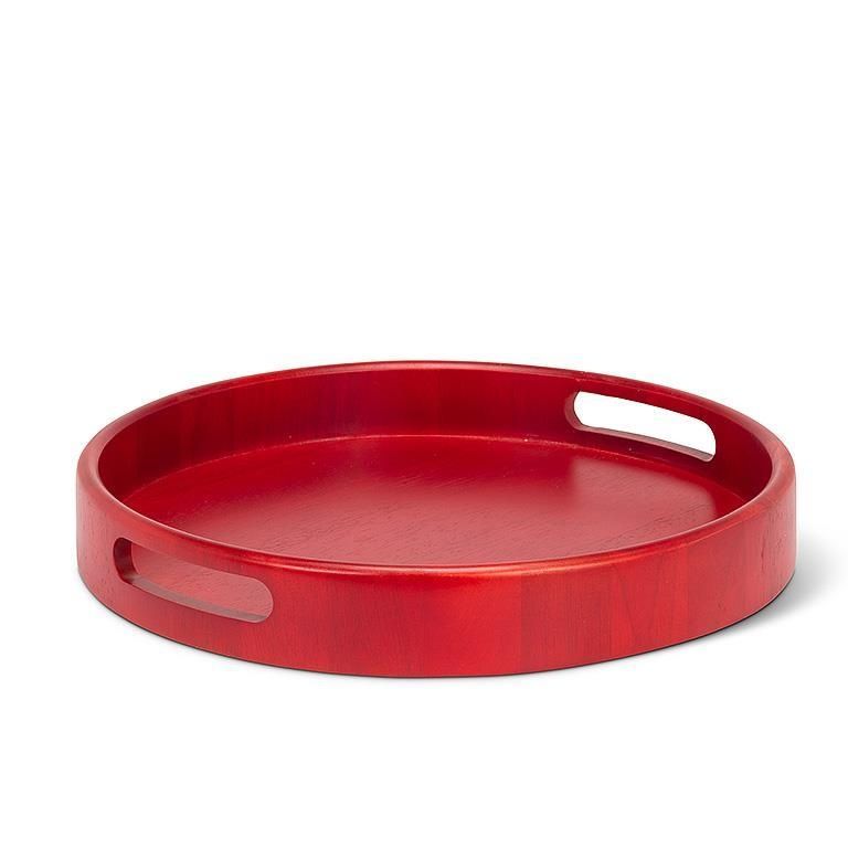Round Tray with Handles - Red