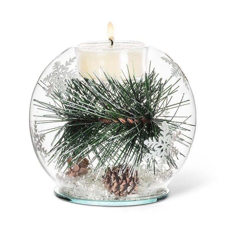 Pine Bough &amp; Snow Votive - 4&quot;
