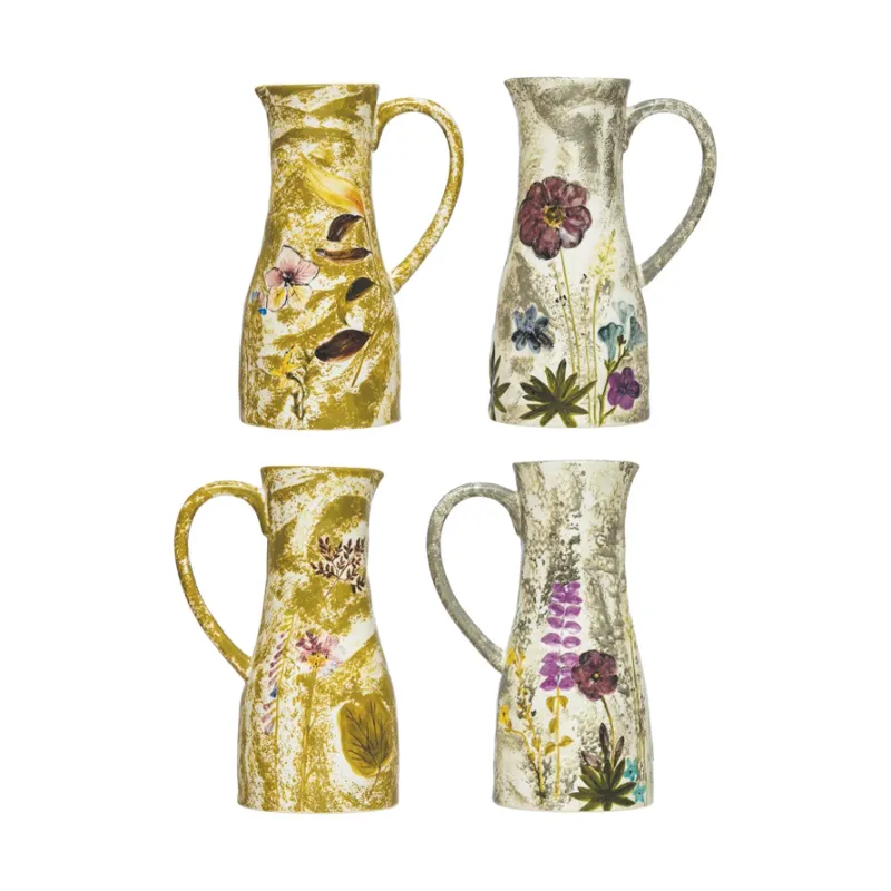 Hand Painted Stoneware Pitcher - 36 oz