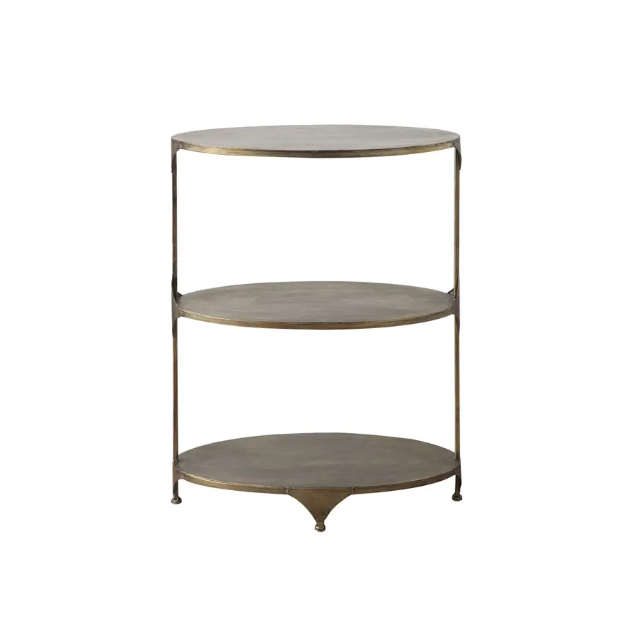 Metal Oval 3 Tier Shelf - Antique Gold