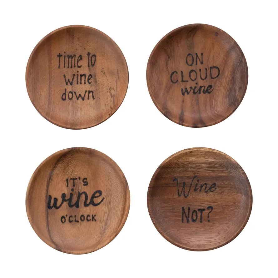 Acacia Wood Tapas Plates S/4