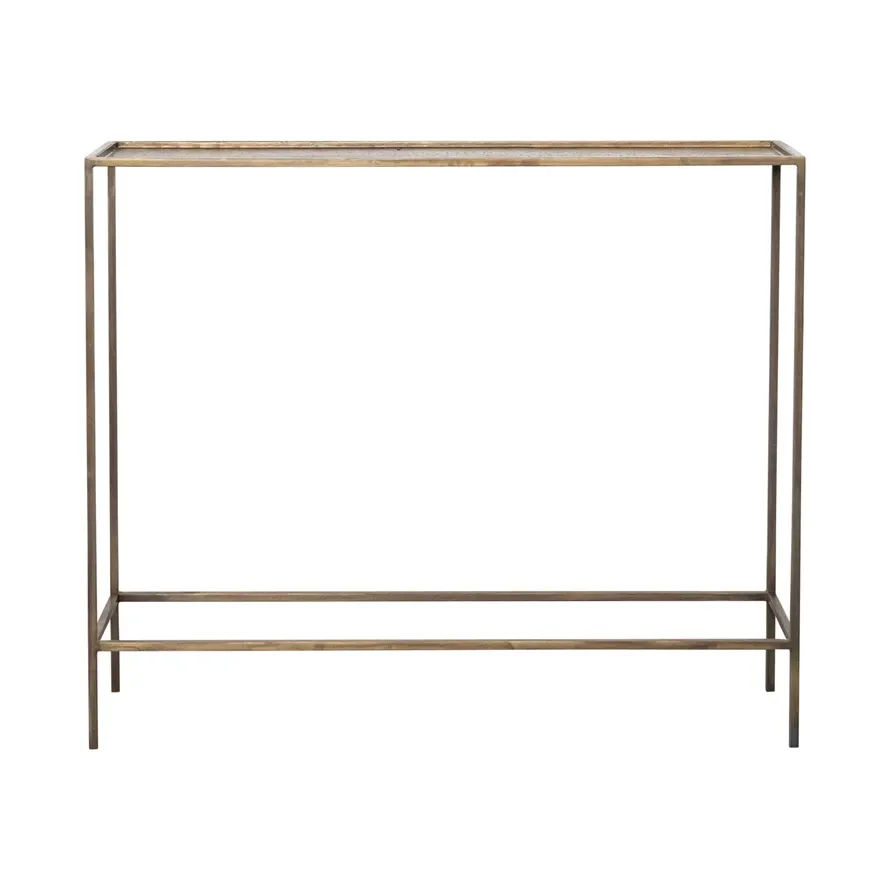 Hammered Metal Console Table - Antique Brass