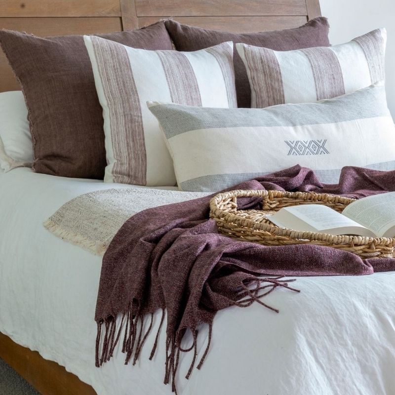 Adair Wool Blend Throw - Deep Plum