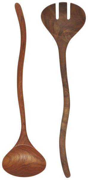 Wavy Teak Salad Server S/2