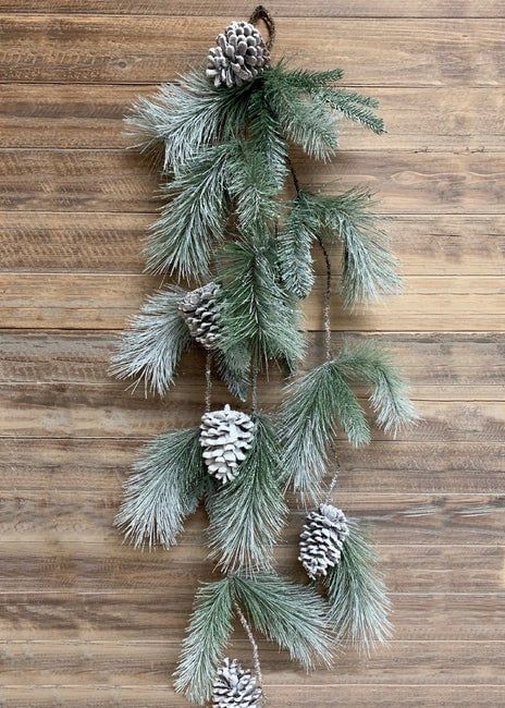 Snowy Pine &amp; Pine Cone Hanging Vine