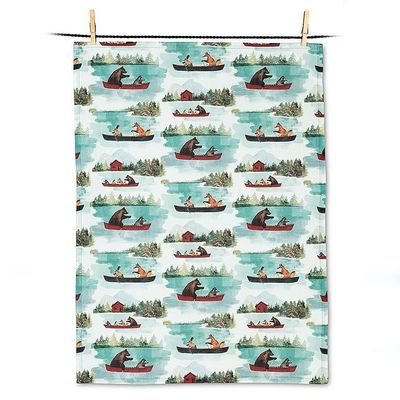 Animals in Canoe - Tea Towel